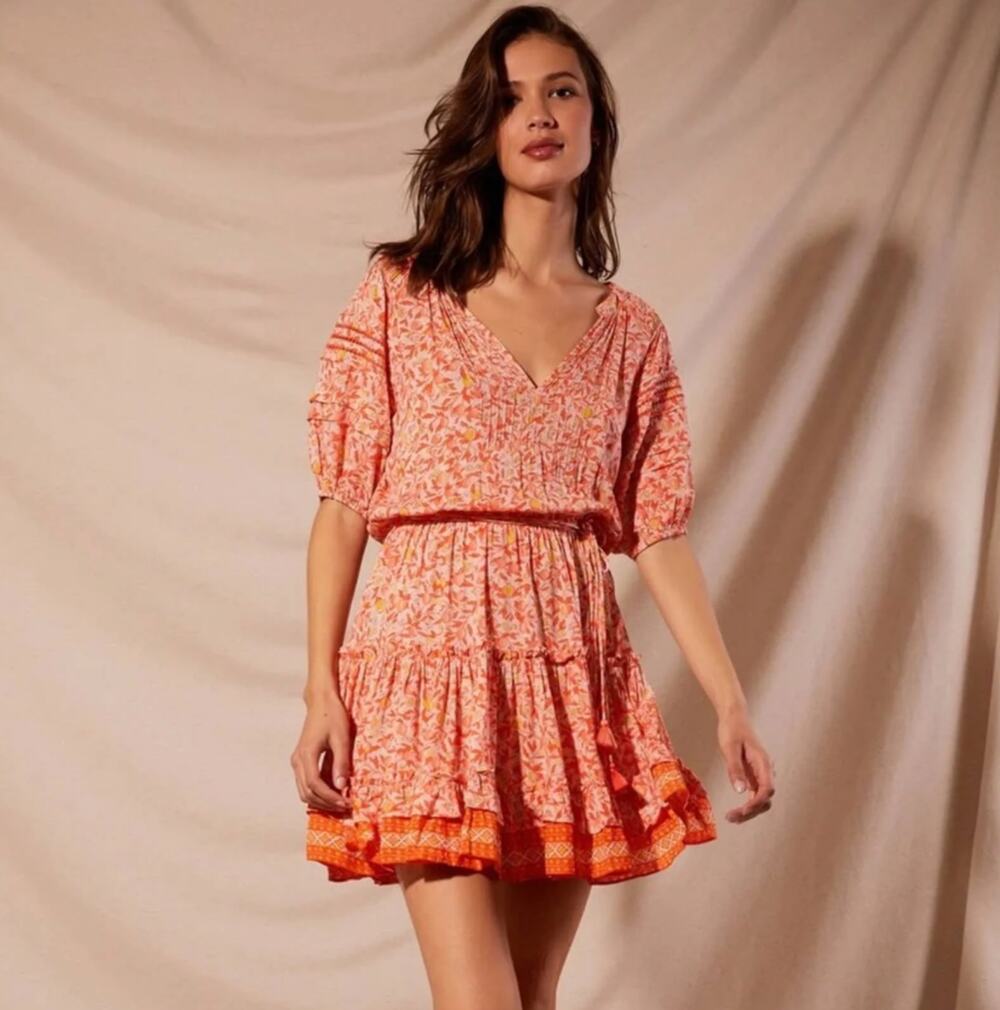 Poupette St Barth M Bona Lemon-Print Mini Dress